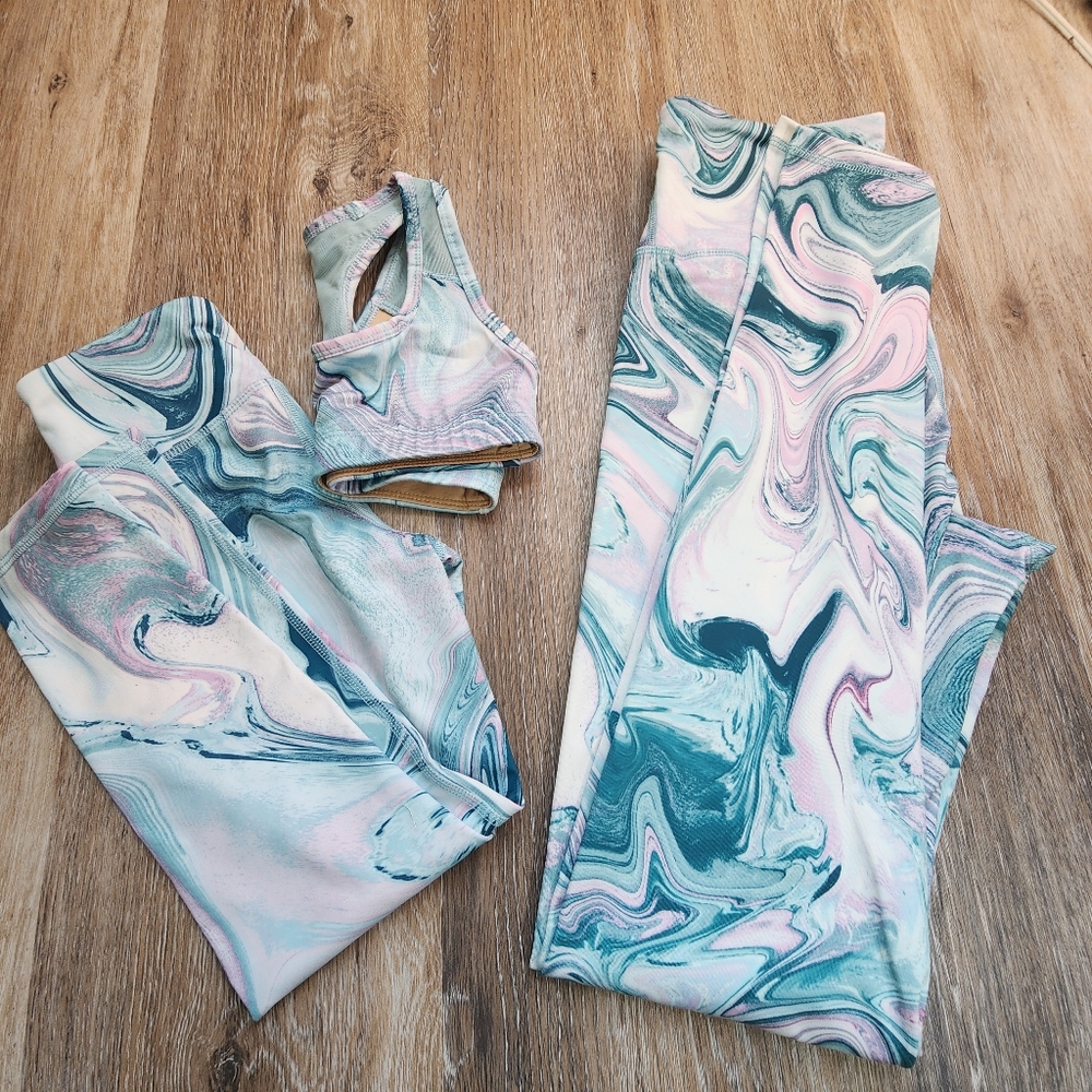 Old Navy Mommy & Me Set Marble  Sports Bra and Leggings Set 5 Kid Women Medium L